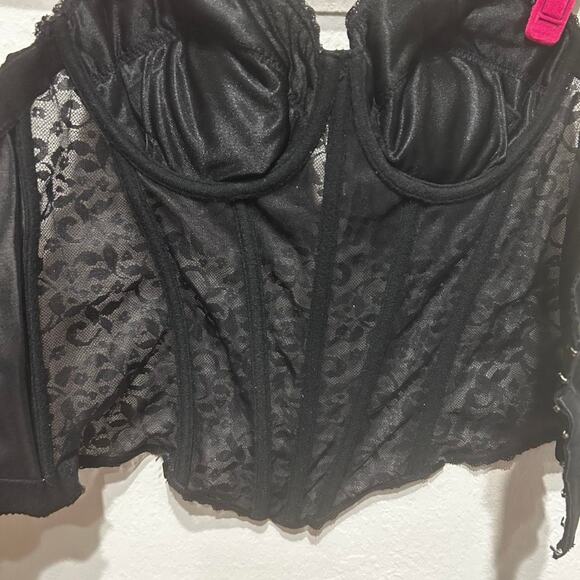 Necessary Objects Black lace corset top Lingerie 90s vintage - Picture 7 of 8